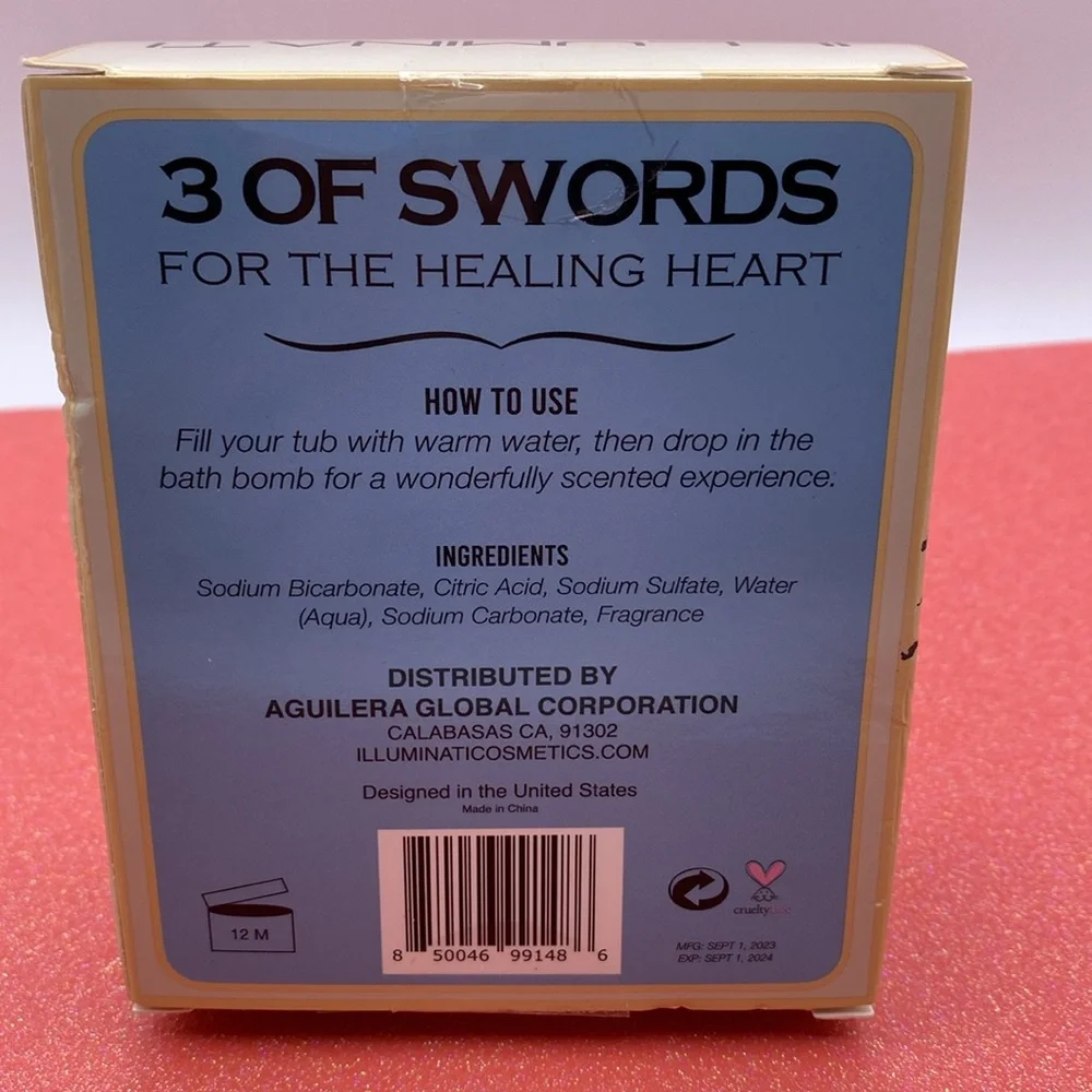 Illuminati Taro Card Rose Scented 3 Of Swords Bath Bomb